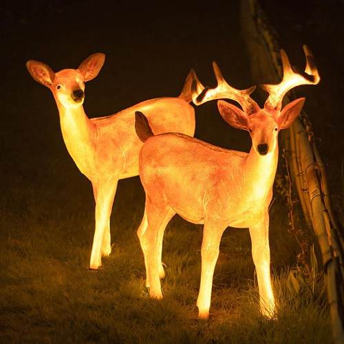发光梅花鹿梅花鹿玻璃钢梅花鹿灯仿真发光鹿灯草坪灯