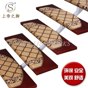 加厚楼梯地毯家用实木楼梯垫踏步垫免胶自粘防滑自吸定制满铺 中式