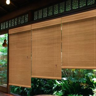 门帘日式 拉阳台软帘客厅中式 竹帘卷帘遮阳窗帘子防水茶室防霉隔断