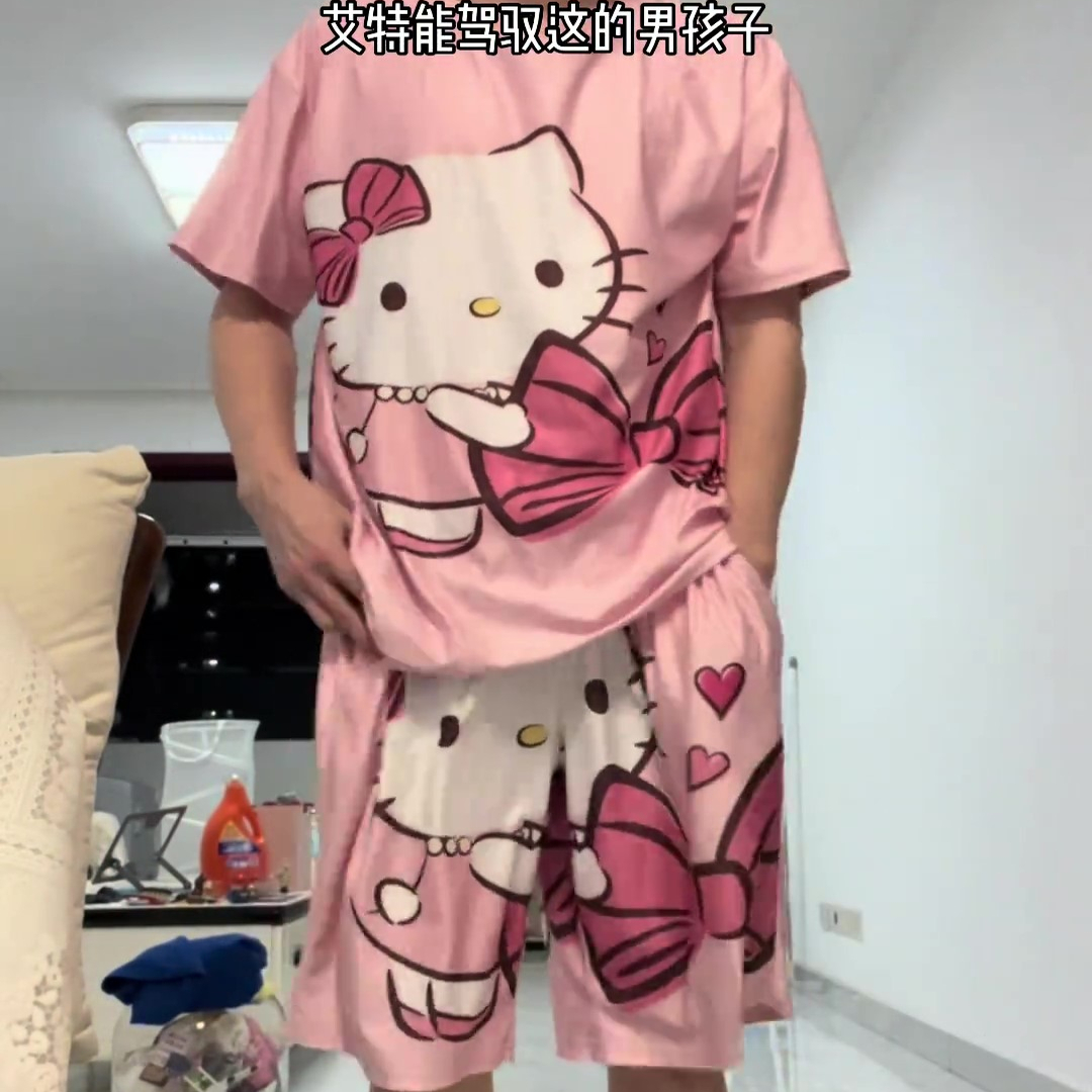 网红百搭凯蒂猫印花男女短裤运动哈士奇休闲居家沙滩裤子可爱短款