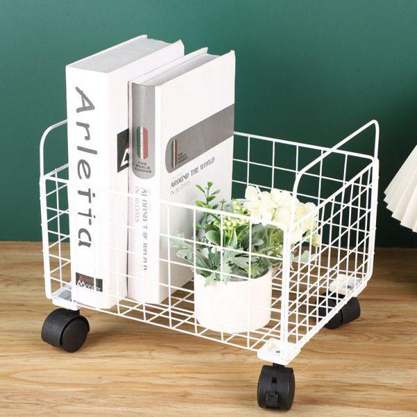 简易层书本整理架落地式带轮可移动书本置物架桌边铁艺收纳书架,收纳整理,书桌收纳置物架,淘宝优惠券,粉丝福利购,淘宝优惠卷