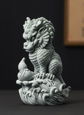 国风青砂石神兽动物茶宠小物件创意鱼缸造景装饰品摆件工艺品礼物