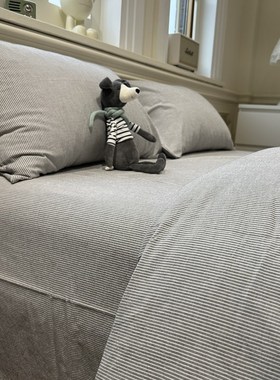 被套单件日式简约灰色条纹全棉纯棉单双人被子罩宿舍学生180x220m