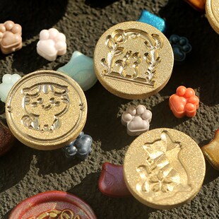 猫咪磨砂火漆印章章头信封封口火漆章生日礼物贺卡手帐印章火漆印