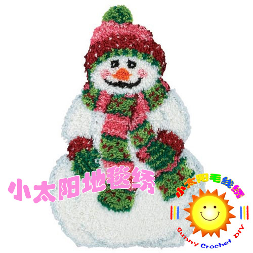 cc段段绣/毛线绣/地毯绣/绒绣/钩针绣 挂毯 坐垫 雪人(2件包邮