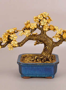 金箔梅花摆件家居酒柜装饰品客厅玄关新中式工艺品招财开业礼品