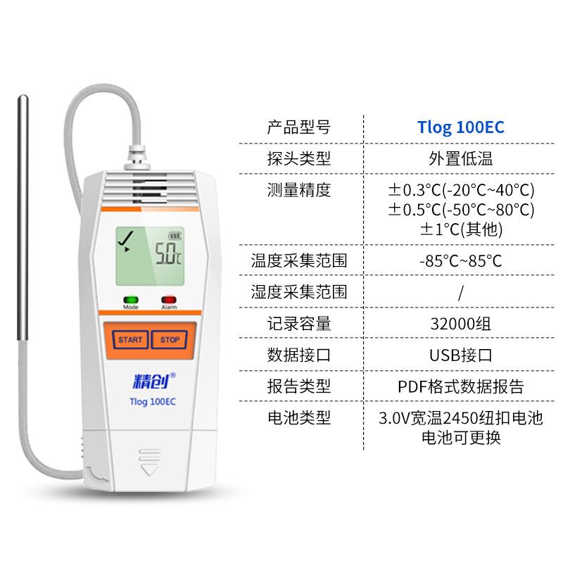 TLOG100EC外置超低温记录仪快速测温冷库冷链医药温度记录