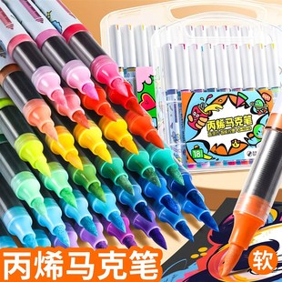 直液式丙烯马克笔软头水彩笔套装不透色防水可叠色拍立得相纸DIY