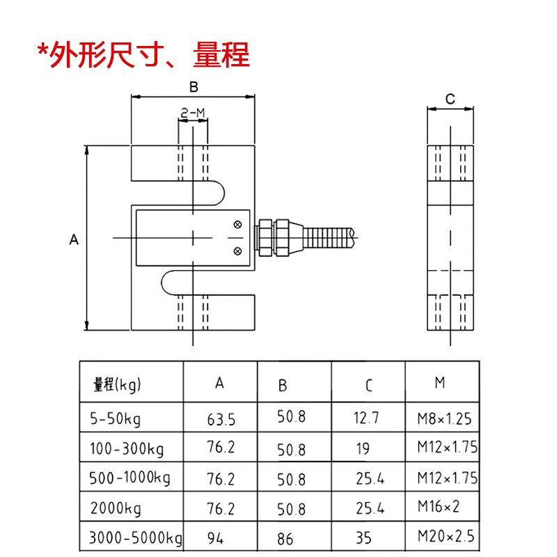 高度拉力重传量称重感器料S型压力传感斗模块秤器搅拌机站测精力