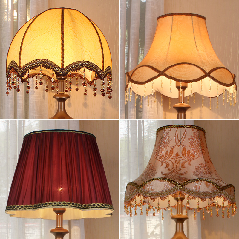 DIY手工台灯罩卧室台灯床头粉红浅蓝布艺落地灯换新单买配件手工