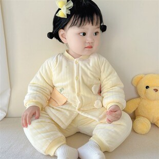 婴儿冬装衣服套装男女宝宝棉服夹棉加厚加绒分体两件套秋冬季外穿