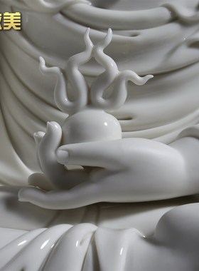 微美 德化白瓷10至19吋坐莲地藏王菩萨像家用供奉陶瓷器佛像摆件