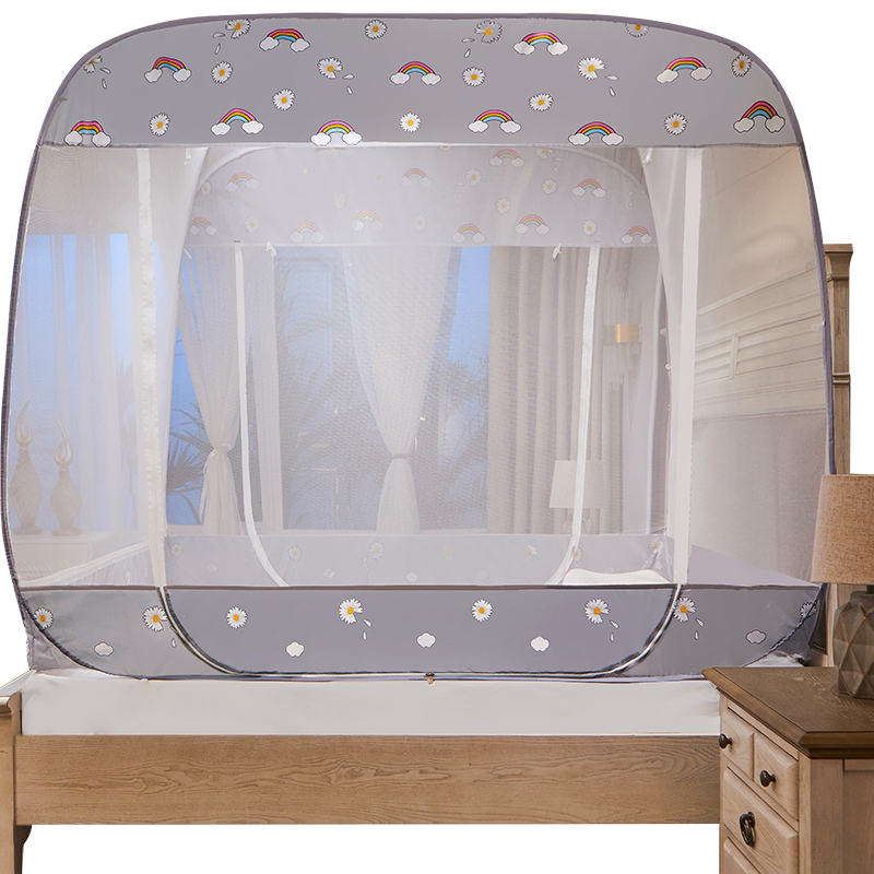 免安装蚊帐家用1.8m床1.5宝宝蒙古包防摔儿童加粗加厚支架固定2米