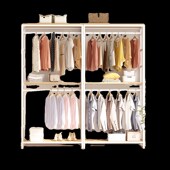 多功能衣帽架家用双层挂衣架落地卧室衣服架子衣帽间衣柜组合收纳