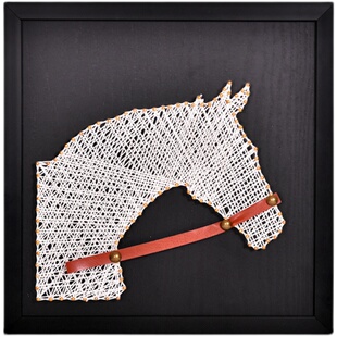 钉子绕线画diy手工定制制作材料包 马头绕绳画创意礼物立体弦丝画