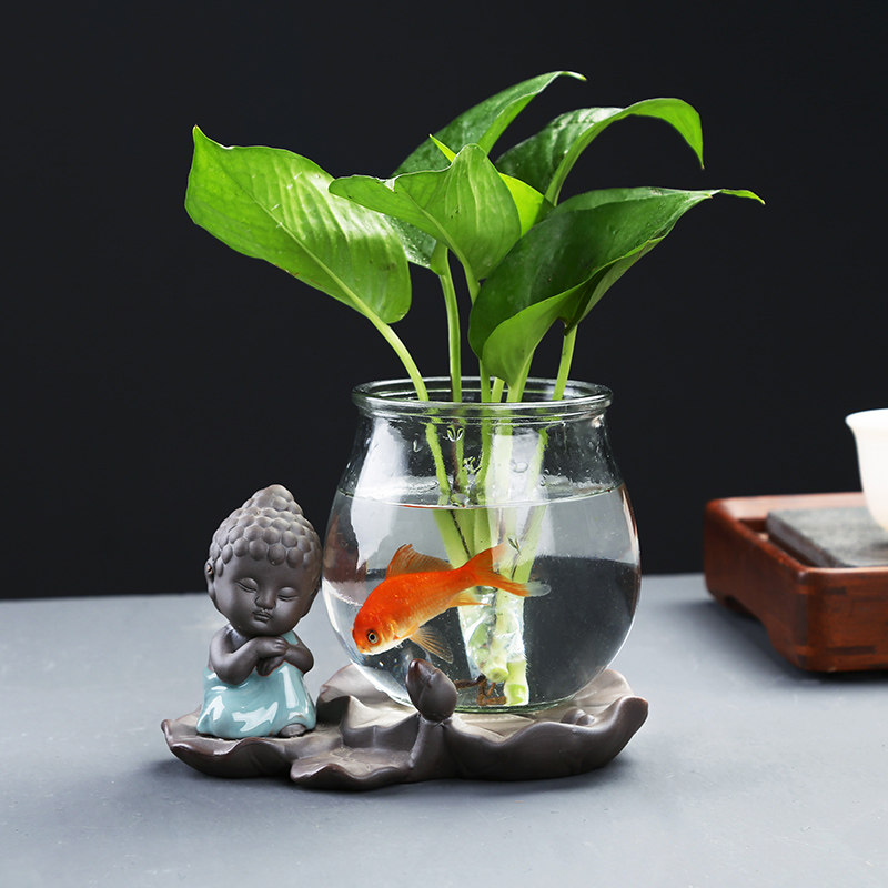 水培玻璃花瓶透明器皿养绿萝禅意摆件水养植物创意小花盆客厅插花,鲜花速递/花卉仿真/绿植园艺,花瓶,淘宝优惠券,粉丝福利购,淘宝优惠卷