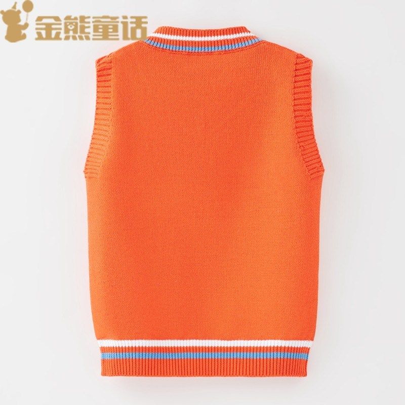 儿童针织背心毛衣男童纯棉马甲春秋款V领校服男孩秋装上衣新款