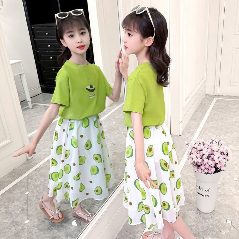 女童连衣裙夏装2021新款儿童装洋气女孩夏季裙子12岁大童套装裙13