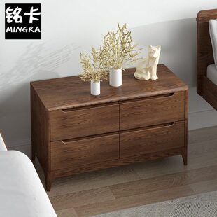 橡木色多cm胡床头柜简约现代收纳0尺寸桃床边储物柜全实木8大容量