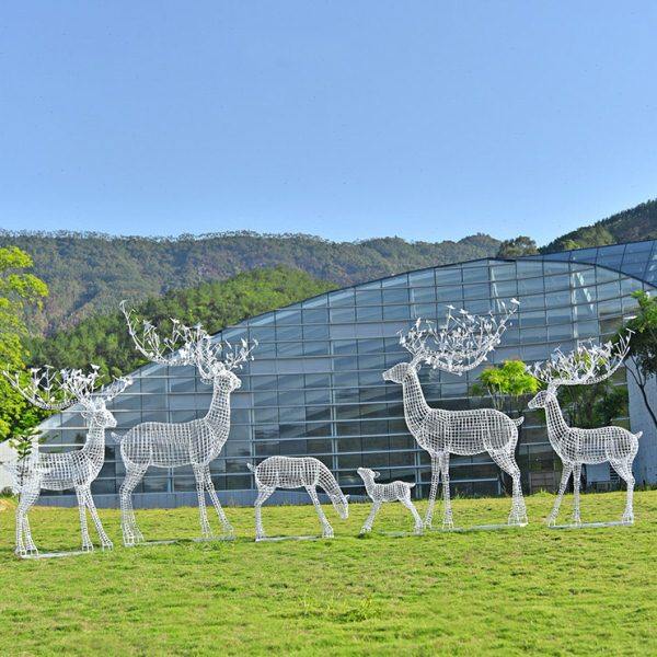 户外镂空线条铁艺抽象梅花鹿雕塑公园林景观装饰品动物不锈钢摆件,家居饰品,户外/庭院摆件,淘宝优惠券,粉丝福利购,淘宝优惠卷