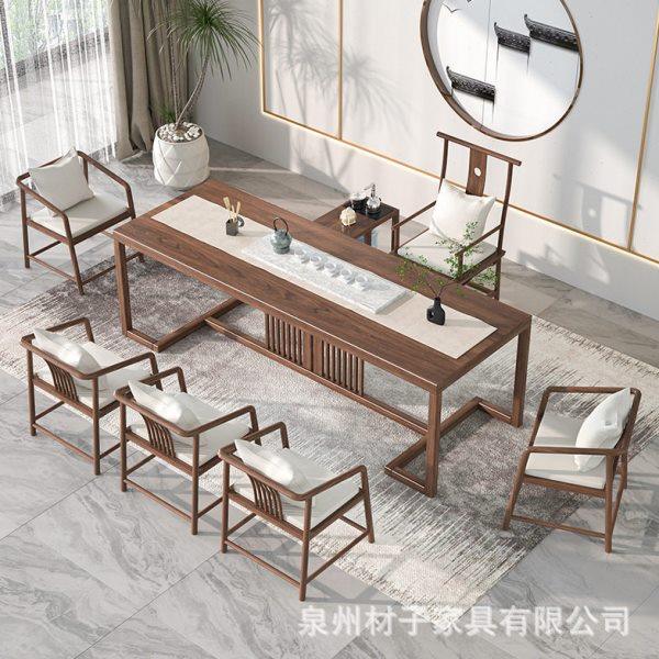 新中式实木茶桌禅意茶楼功夫大板茶台全套家用客厅罗汉床泡茶桌椅,商业/办公家具,茶台/茶桌,淘宝优惠券,粉丝福利购,淘宝优惠卷