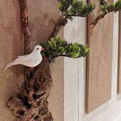 语餐厅墙面装 饰挂件壁饰客厅鸟体室内松涛品立玄关装 饰家居
