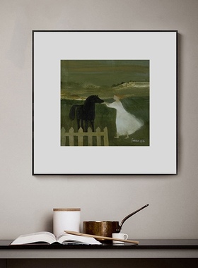 以梦为马丨小清新实木绿色画框装饰画客厅餐厅儿童卧室原木风挂画