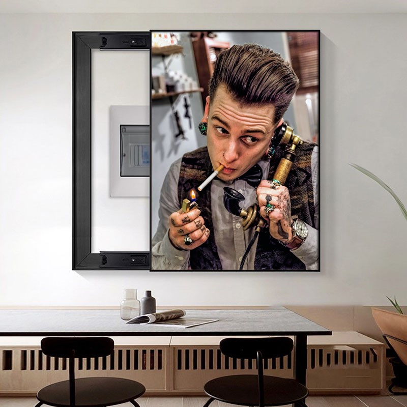 理发店美发店发廊电表箱挂画遮挡箱开关墙壁画电表盒配电箱装饰画