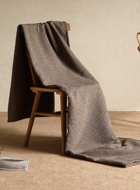 咖灰色现代中古风床尾巾搭毯酒店民宿床上样板间售楼部软装装饰毯