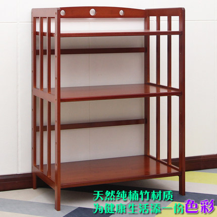楠竹厨房置物架微波炉烤箱收纳架客厅实木锅具用品多层储物柜落地