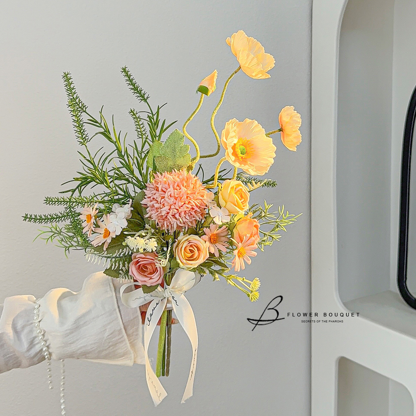 韩式清新领证小花束客厅玄关蝴蝶虞美人仿真花假花摆设拍照道具花