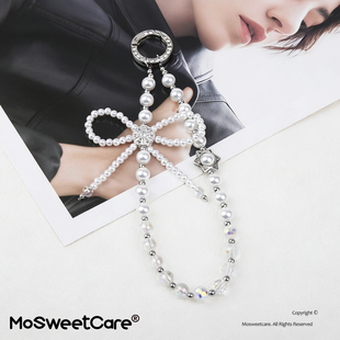 小香风优雅手机链线下同款 MoSweetCare 十字流光轻奢小众设计师款