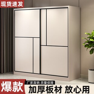 储物柜现代简约推拉门儿童收纳衣橱 衣柜家用卧室出租房用简易组装