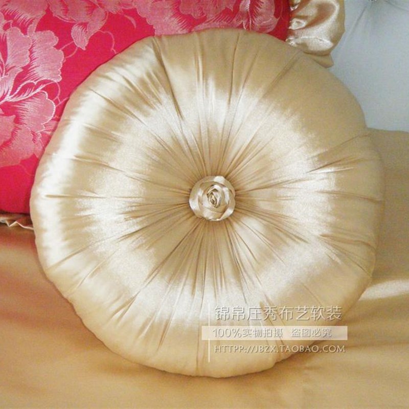 高档欧式圆枕莫奈印象圆枕经典奢华南瓜枕仿真丝含芯圆抱枕