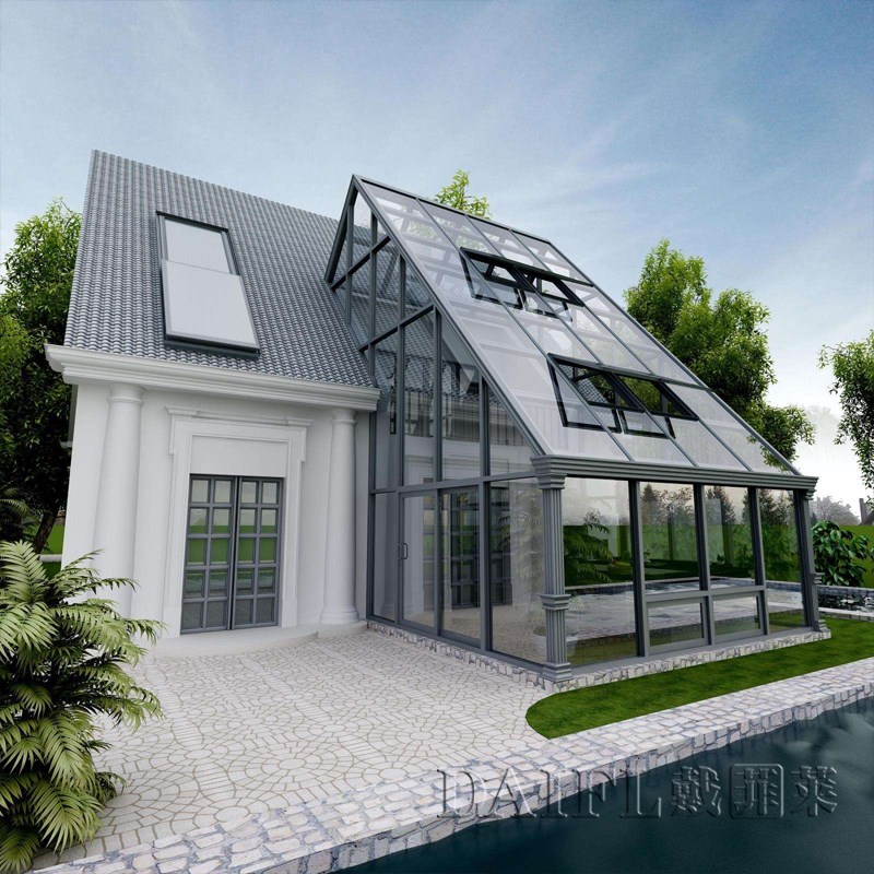 阳光房别墅天井花园玻璃房露台断桥铝合金门窗隔热封阳台屋顶天井