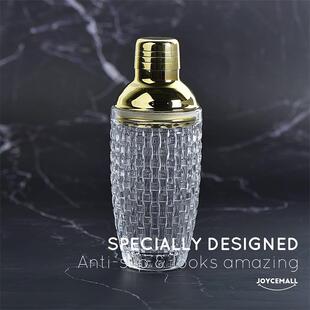 新款冰花玻璃杯304不锈钢盖调酒器调酒套装鸡尾酒调酒器雪克壶