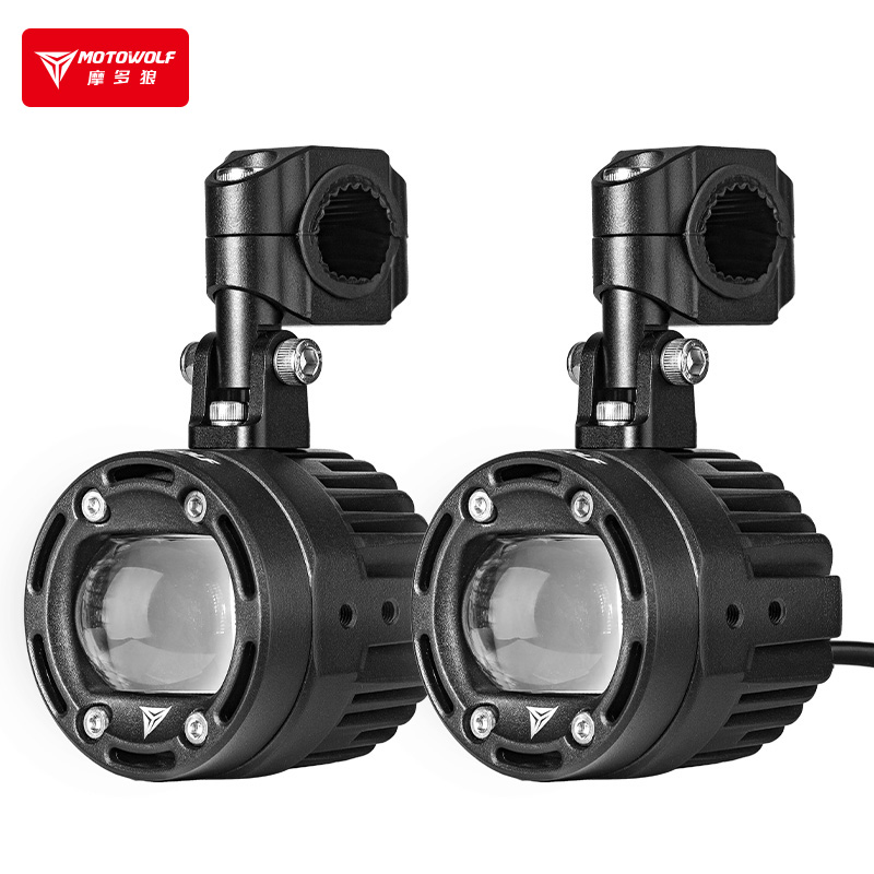 摩多狼摩托车射灯强光电动车LED车灯超亮大灯外置透镜前灯远近光
