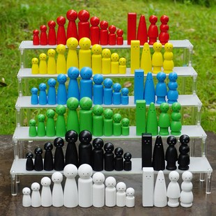 彩色家排木偶心理小物件家庭系统排列人偶摆件教具心理咨询室道具