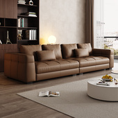 意式 极简布雷泽头层真皮沙发简约现代皮艺复古风直排牛皮沙发组合