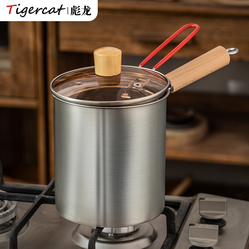 304不锈钢油炸锅带滤网加高省油炸壶家用小型加深油炸桶多功能串