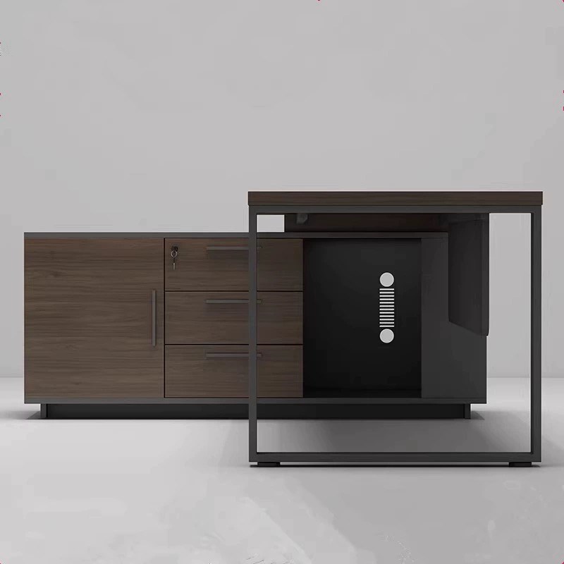 办公桌老板桌简约时尚经理主管桌椅组合带侧柜办公室桌办公家具