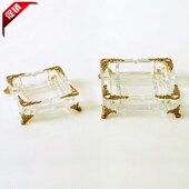客厅茶几高档奢华烟灰缸摆件摆设 水晶玻璃纯铜家居饰品 欧式 美式