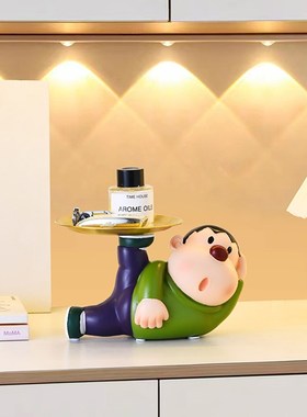 胖虎入户玄关钥匙收纳摆件进门客厅卡通动漫潮玩家居装饰品礼物