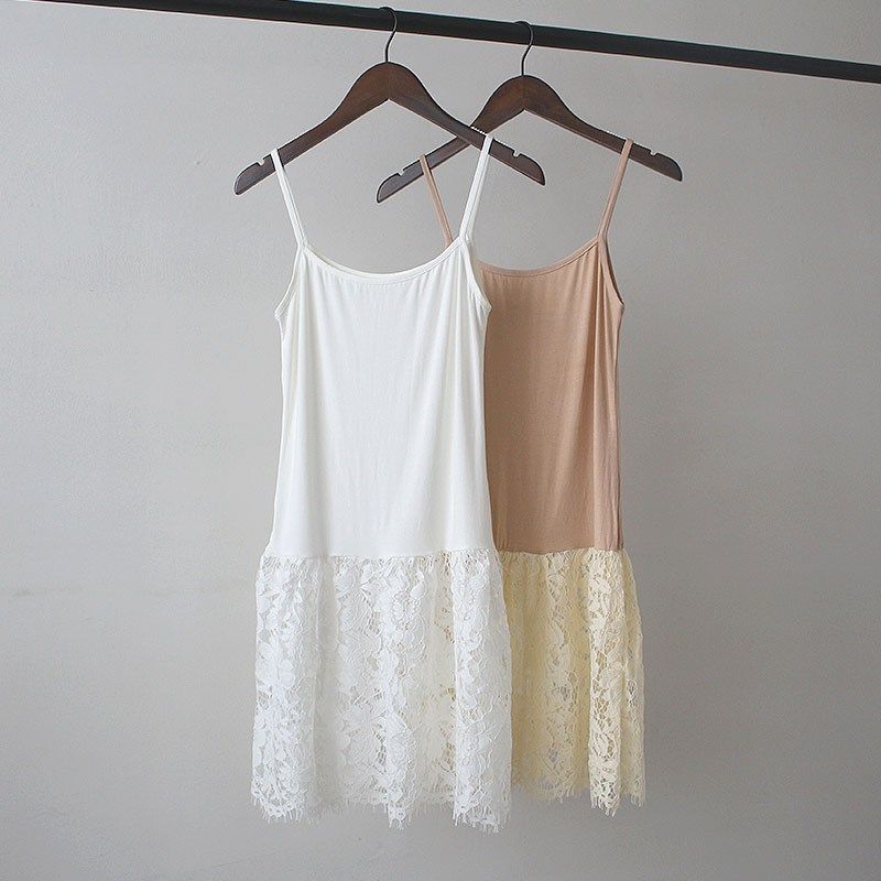 卫衣内搭衬裙套毛衣吊带裙女打底下摆镂空蕾丝裙中长款吊带背心裙