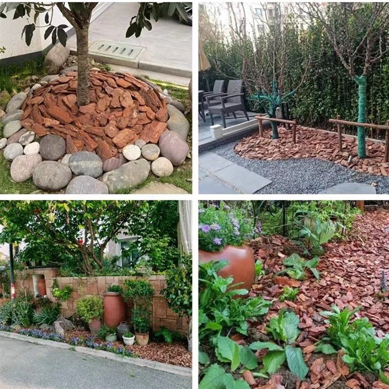 绿化打磨松树皮覆盖物彩色木屑有机覆盖物发酵松麟松树皮树坑覆盖