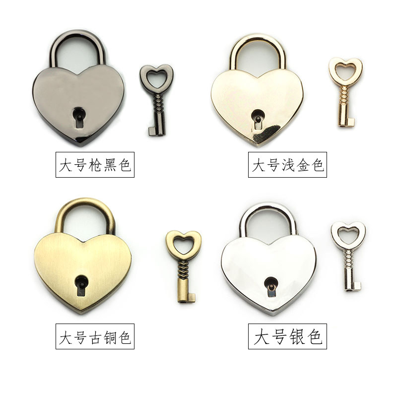 迷你爱心小挂锁箱包心形锁头金银色爱心装饰挂锁五金配饰婚庆饰品