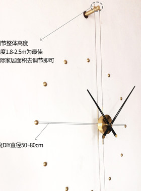 西班牙极简挂钟客厅家用纯铜装饰挂墙表北欧风创意时尚静音石英钟