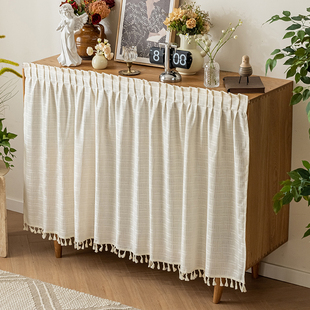 开放式柜子遮挡帘免打孔魔术贴鞋柜书柜防尘帘衣帽间杂物遮丑纱帘