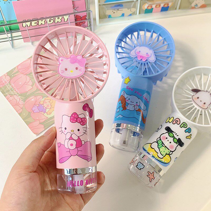 卡通喷雾风扇迷你手持随身小电扇便捷usb充电款桌面静音制冷扇