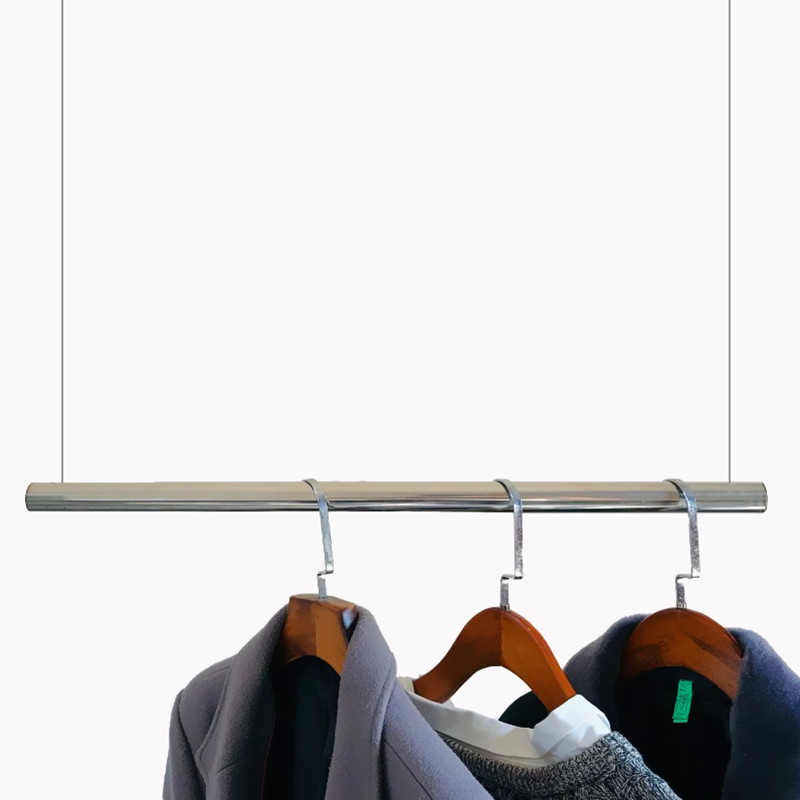 衣服架子服装店不锈钢吊杆墙上挂衣架钢丝绳挂衣杆橱窗展示架悬挂